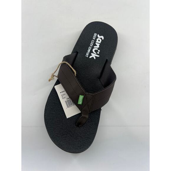 Sanuk Beer Cozy Mens Amputee Right Size 8 Flip Flop Sandal Dark Brown New - Picture 3 of 5